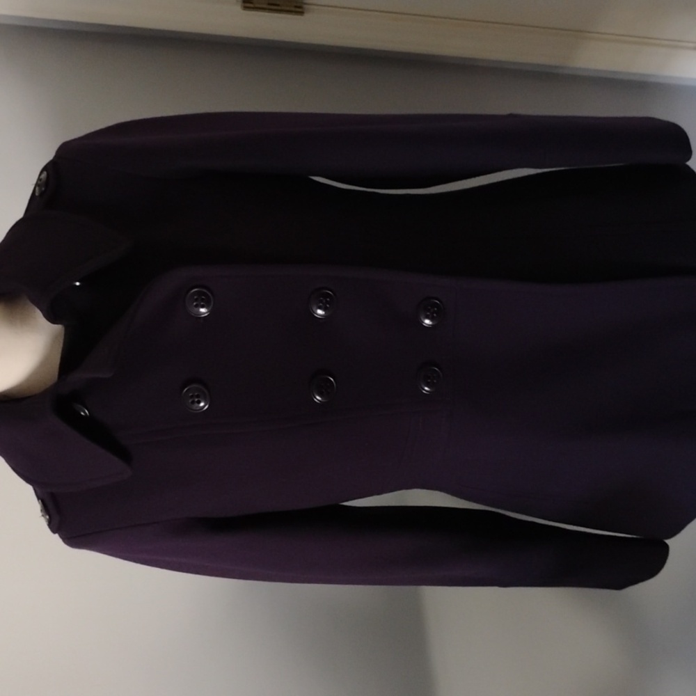 - Michael Kors Purple Wool Pea Coat